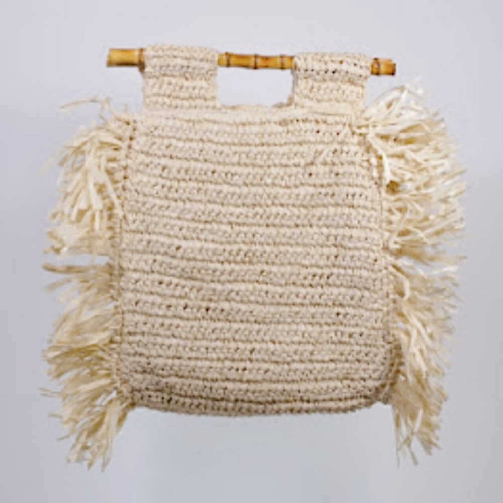 Melie Bianco Casey Straw Tote | Ivory | Bamboo Handles | NWT